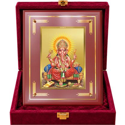 24K Gold-Plated Lord Ganesha MDF Frame | Premium Gift Box | 27x35 CM