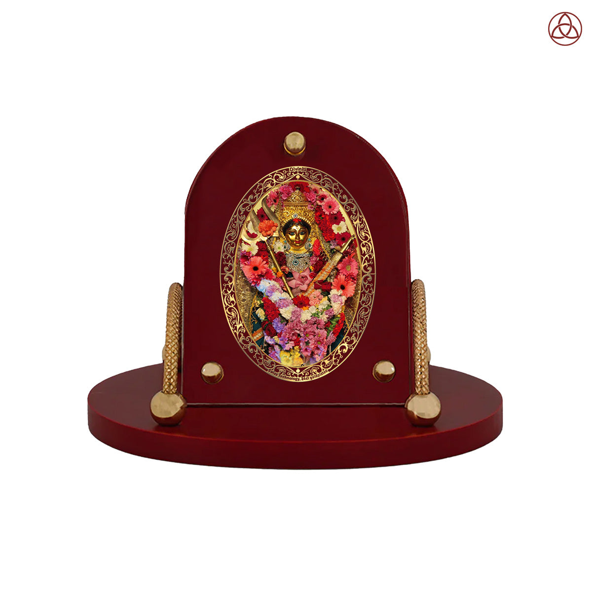 Katyayani Mata | Divine Durga Avatar 24K Gold Plated Photo Frame for Car Dashboard, Home Décor & Tabletop | Blessings of Strength, Courage & Protection