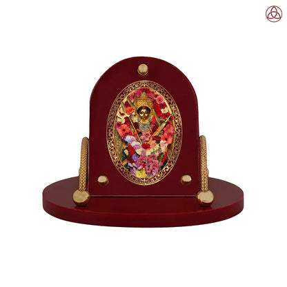 Katyayani Mata | Divine Durga Avatar 24K Gold Plated Photo Frame for Car Dashboard, Home Décor & Tabletop | Blessings of Strength, Courage & Protection