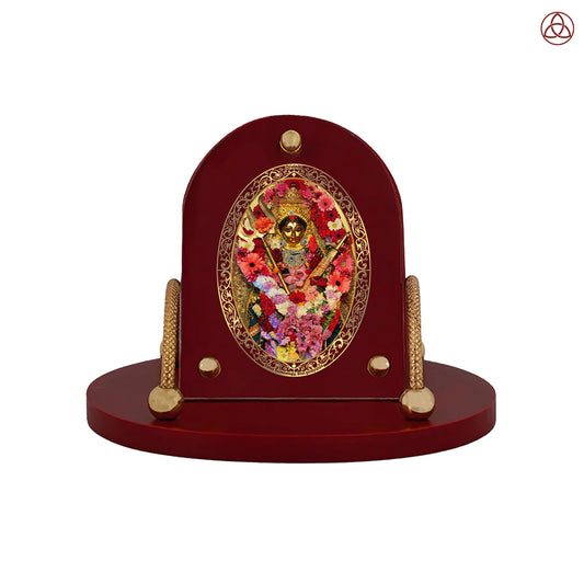 Katyayani Mata | Divine Durga Avatar 24K Gold Plated Photo Frame for Car Dashboard, Home Décor & Tabletop | Blessings of Strength, Courage & Protection