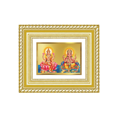 Diviniti 24K Gold Plated Lakshmi Ganesha Divine Table Top Frame for Home Mandir & Office Decor | Luxury Spiritual Gift