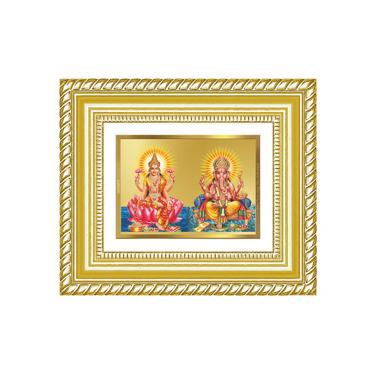 Diviniti 24K Gold Plated Lakshmi Ganesha Divine Table Top Frame for Home Mandir & Office Decor | Luxury Spiritual Gift