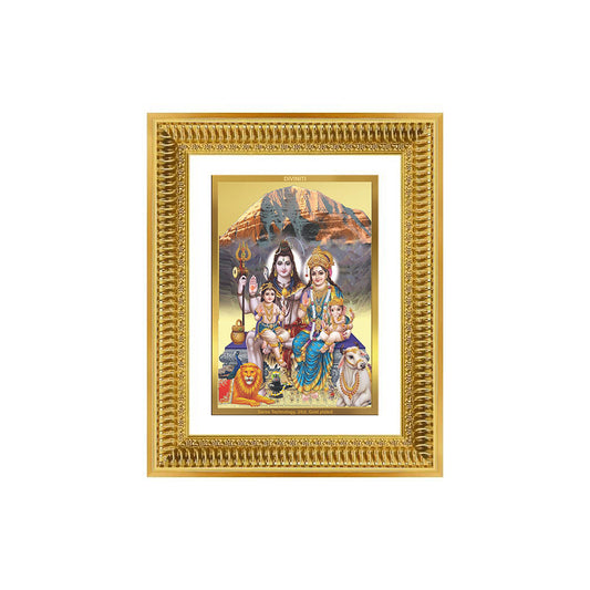 Diviniti 24K Gold Plated Shiv Parivar (Classic) Divine Wall Frame for Home Mandir & Office Decor | Luxury Spiritual Gift