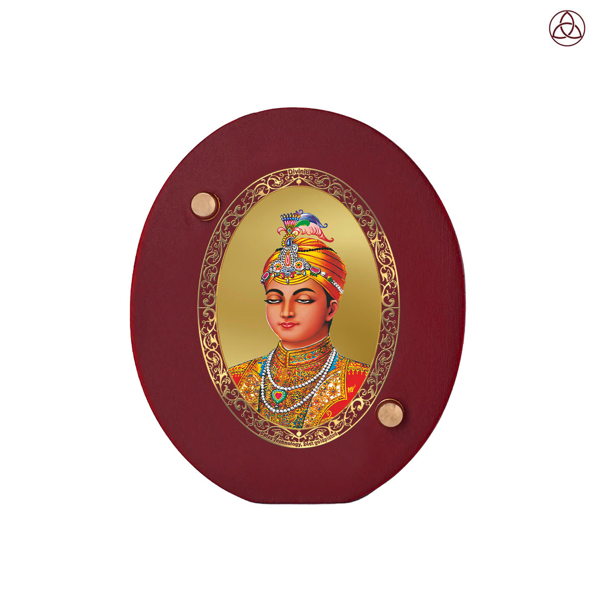Guru Harkrishan Sahib Ji Car Dashboard & Tabletop Photo Frame in 24K gold plated royal foil