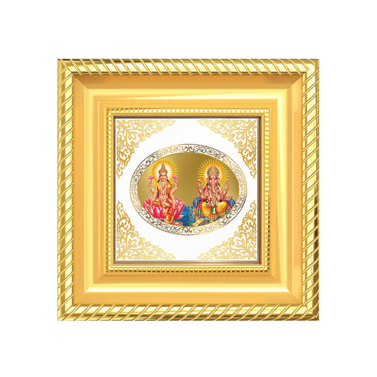Lakshmi Ganesha | Divine Prosperity Duo Royal Tabletop Photo Frame in 24K Gold Plated Foil
