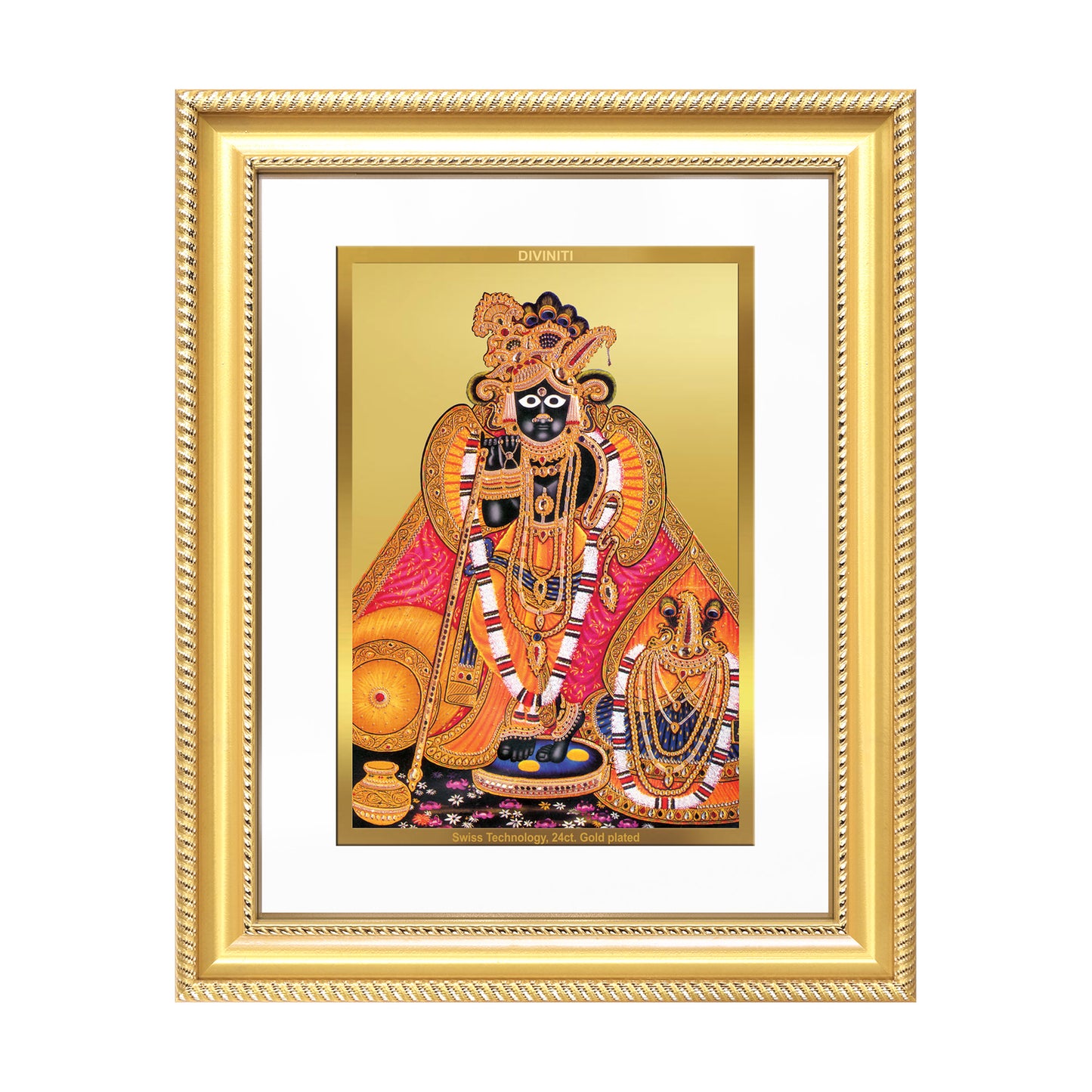 Diviniti 24K Gold Plated Banke Bihari Ji (Classic) Divine Wall Frame for Home Mandir & Office Decor | Luxury Spiritual Gift