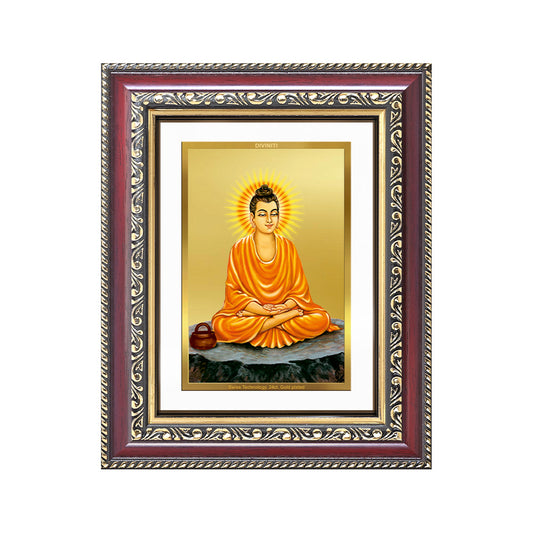 Diviniti 24K Gold Plated Buddha (Classic) Divine Wall and Table Top Frame for Home Mandir & Office Decor | Luxury Spiritual Gift