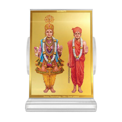 Lord Swaminarayan | Spiritual Car Dashboard & Tabletop Frame in 24K Gold Plated Foil