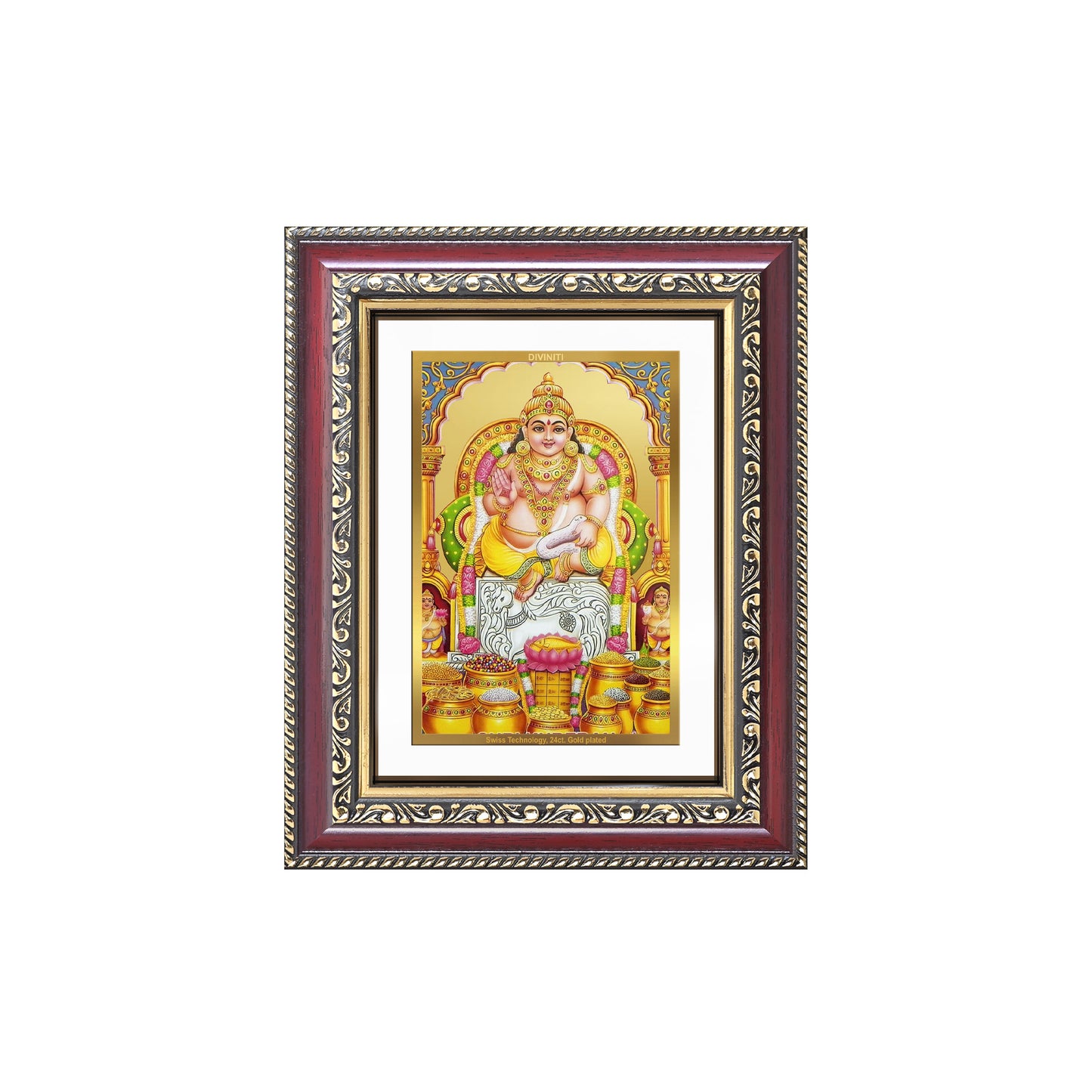 Diviniti 24K Gold Plated Kuber (Classic) Divine Wall and Table Top Frame for Home Mandir & Office Decor | Luxury Spiritual Gift