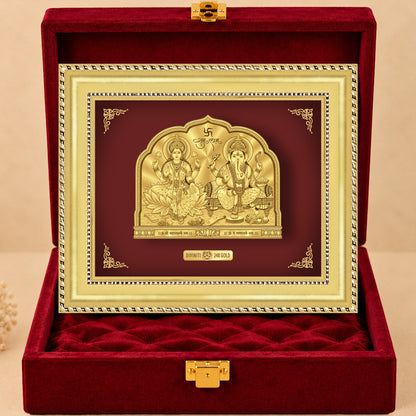 24K Gold-Plated Lakshmi Ganesha Frame | Premium Gift Box | 18x15 CM