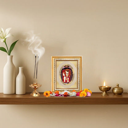 Mehandipur Balaji Divine Hanuman Sacred Protection & Negative Energy Removal Royal Tabletop Frame in 24K Gold Plated Foil