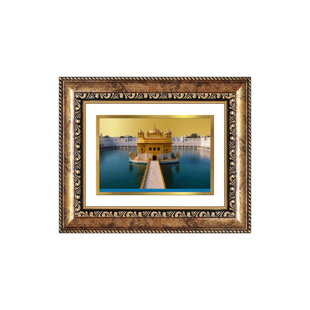Diviniti 24K Gold Plated Golden Temple (Classic) Divine Wall and Table Top Frame for Home Mandir & Office Decor | Luxury Spiritual Gift
