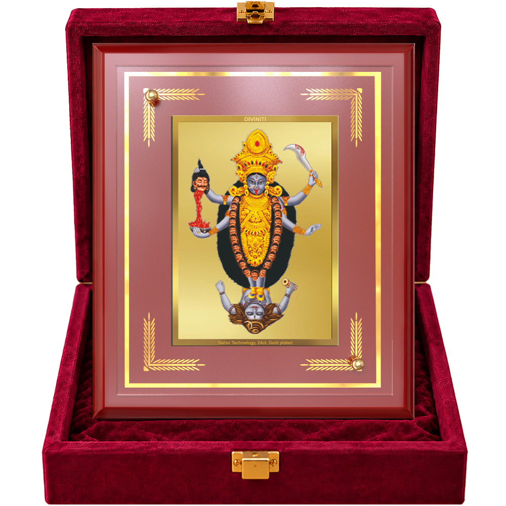 24K Gold-Plated Maa Kali MDF Frame | Premium Gift Box | 26x20 CM