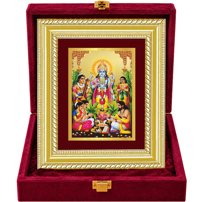 24K Gold-Plated Satyanarayan Frame | Premium Gift Box | 21.5x17.5 CM