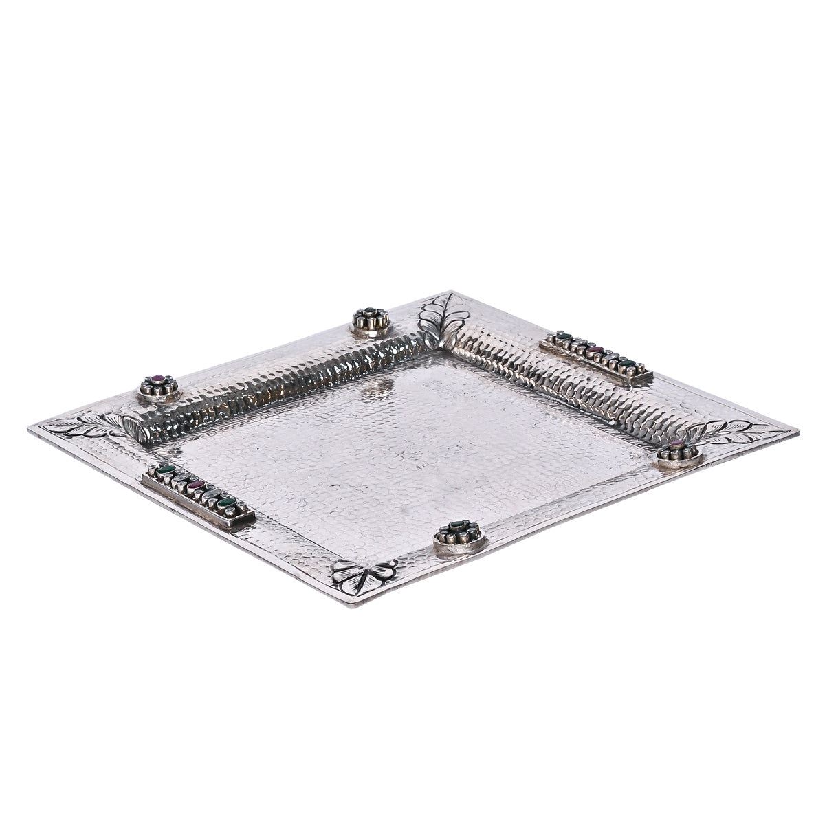 Pure Silver Serving Plate Vintage Dining Elegance, Handcrafted Tableware, Classic Silver Art (20x20 cm, 327g)
