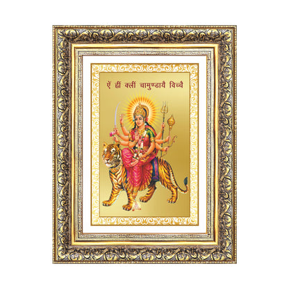 Diviniti 24K Gold Plated Durga With Mantra (Classic) Divine Wall Frame for Home Mandir & Office Decor | Luxury Spiritual Gift