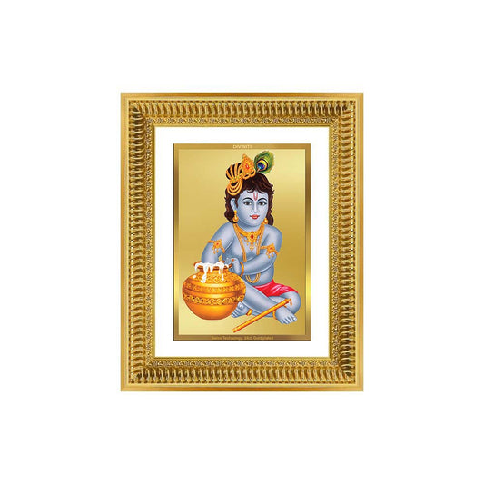 Diviniti 24K Gold Plated Bal Gopal Divine Wall Frame for Home Mandir & Office Decor | Luxury Spiritual Gift