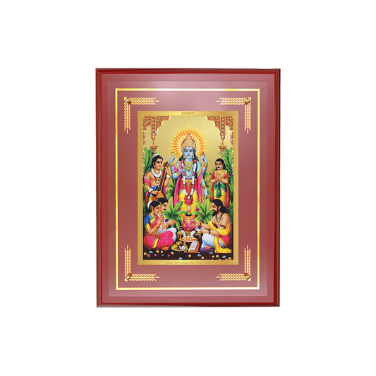 Diviniti Shree Satyanarayan Bhagwan Wall Photo Frame in 24K Gold Plated Foil – Truth, Prosperity & Divine Blessings