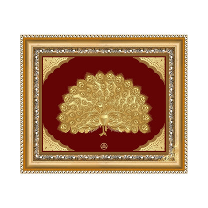 Peacock Gold on Gold Wall Hanging Frame in 24K Foil