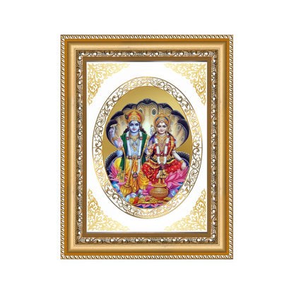 Vishnu Lakshmi | Divine Stability & Prosperity Wall & Tabletop Royal Photo Frame in 24K Gold Plated Foil