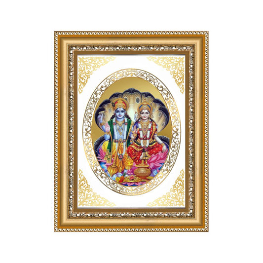 Vishnu Lakshmi | Divine Stability & Prosperity Wall & Tabletop Royal Photo Frame in 24K Gold Plated Foil