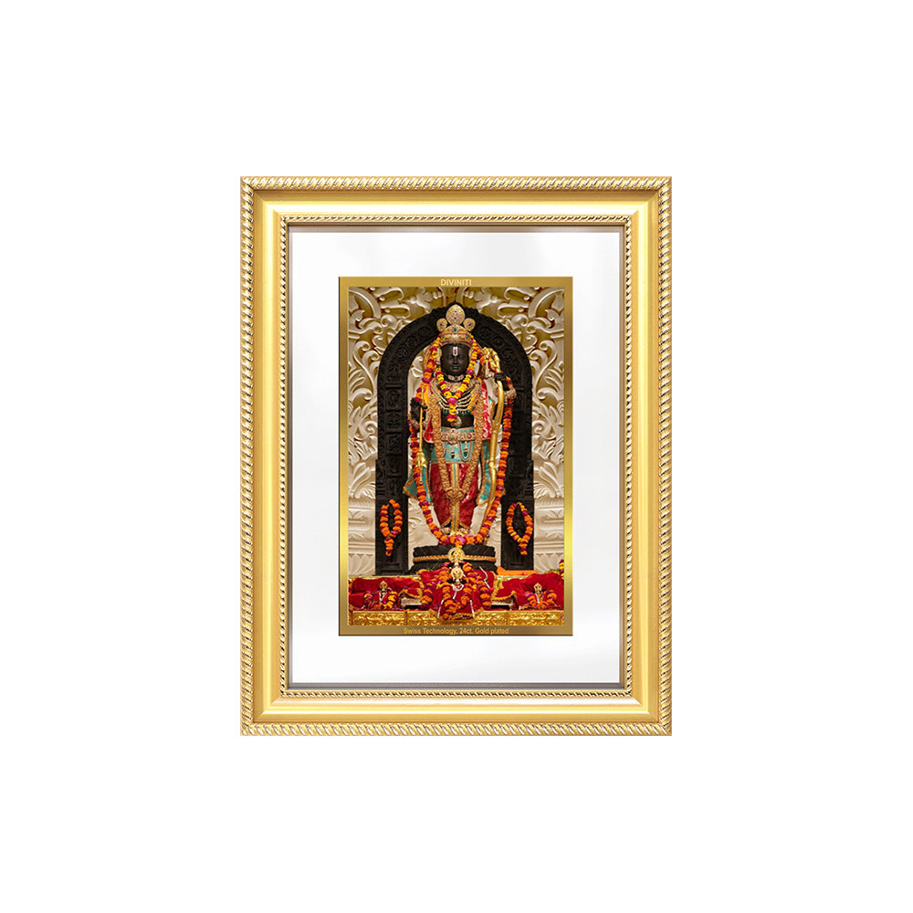 Diviniti 24K Gold Plated Ram Lalla (Classic) Divine Wall Frame for Home Mandir & Office Decor | Luxury Spiritual Gift