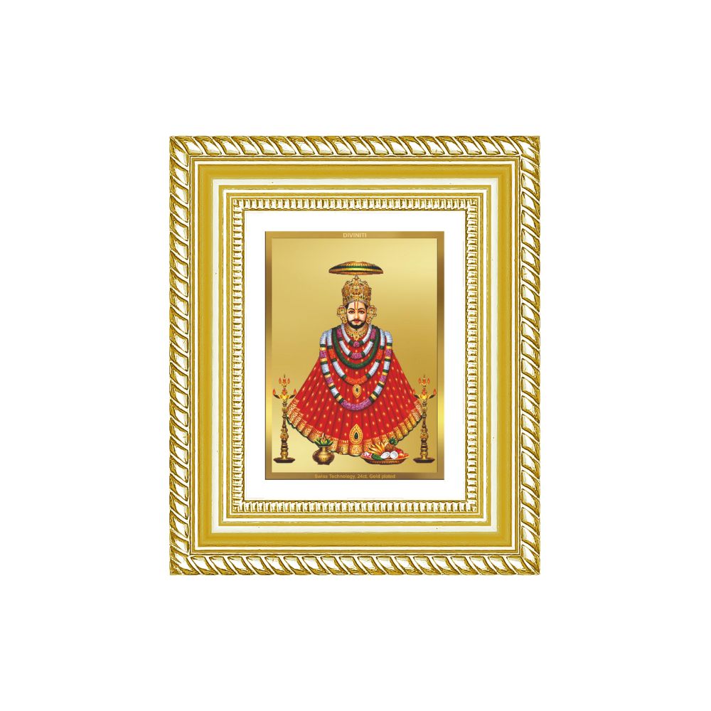 Diviniti 24K Gold Plated Khatu Shyam Divine Table Top Frame for Home Mandir & Office Decor | Luxury Spiritual Gift