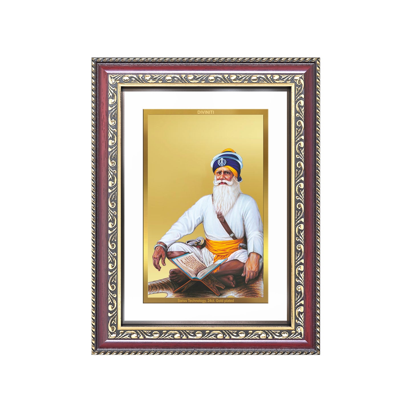 Diviniti 24K Gold Plated Baba Deep Singh Sacred Sikh Wall Frame for Home Decor & Office Ambiance | Premium Spiritual Gift
