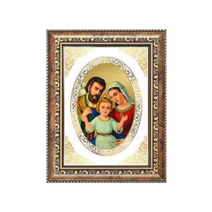 Holy Family (Jesus, Mary & Joseph) | Christian Wall & Tabletop Royal Photo Frame in 24K Gold Plated Foil