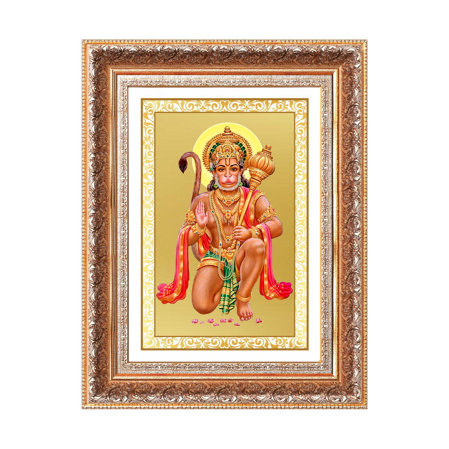 Lord Hanuman | Blessings Pose Wall Photo Frame in 24K Gold Plated Foil