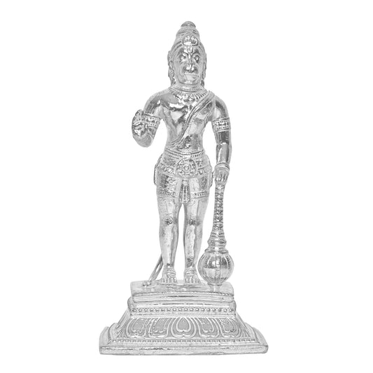 DIVINITI 925 Pure Silver Hanuman Ji Idol Statue Stunning Tribute to Strength and Devotion for Home Office Décor, Tabletop, Puja Room Gift (9x12.8 CM, 128g)