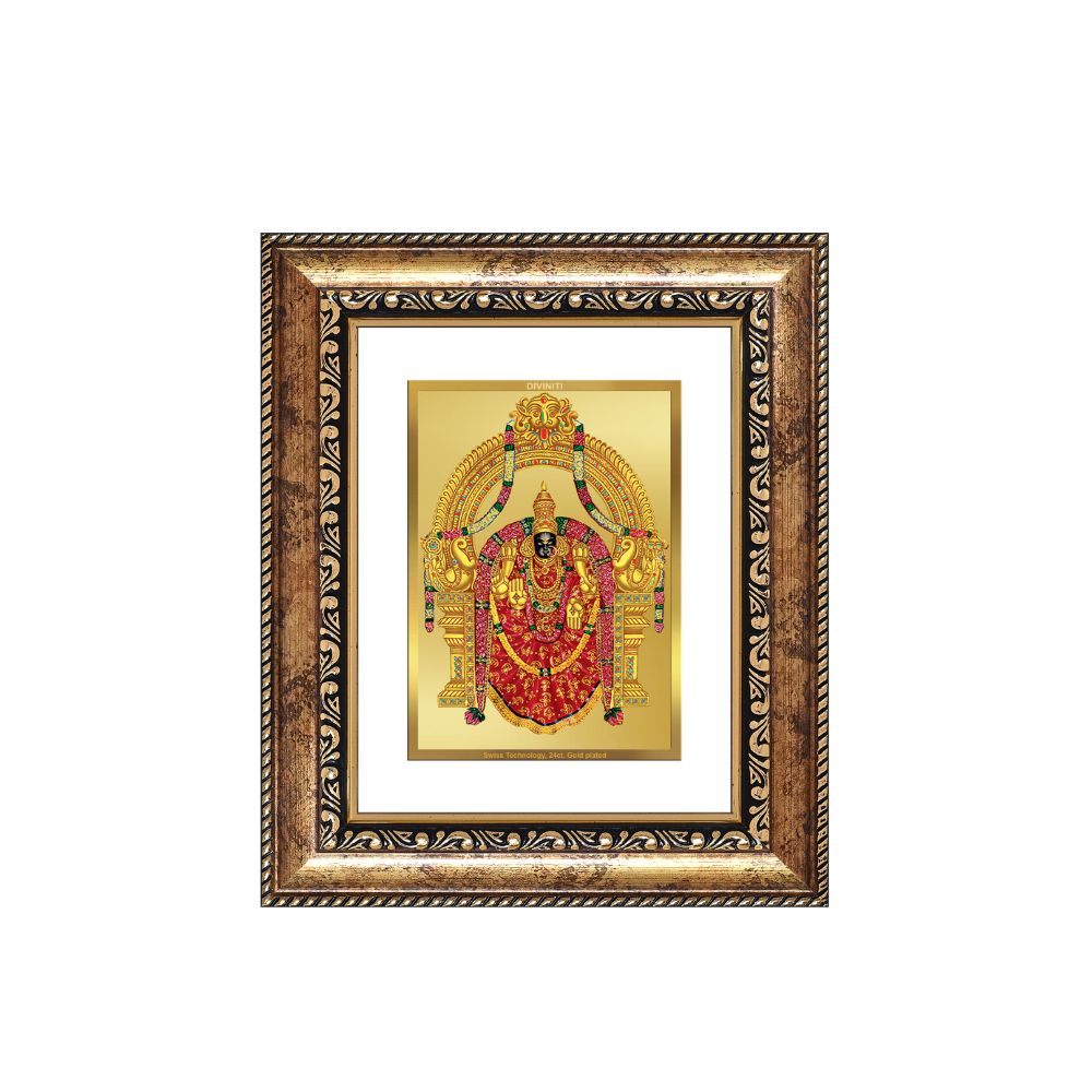 Diviniti 24K Gold Plated Padmavati Divine Table Top Frame for Home Mandir & Office Decor | Luxury Spiritual Gift