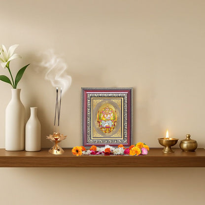 Lord Kuber Divine God of Wealth Sacred Prosperity & Abundance Royal Tabletop Frame in 24K Gold Plated Foil