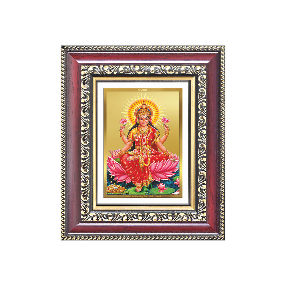Diviniti 24K Gold Plated Lakshmi (Classic) Divine Table Top Frame for Home Mandir & Office Decor | Luxury Spiritual Gift