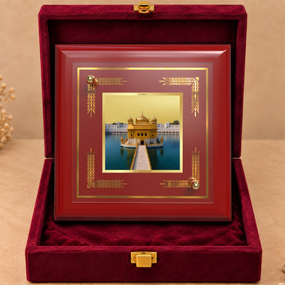 24K Gold-Plated Golden Temple MDF Frame | Premium Gift Box | 10x10 CM