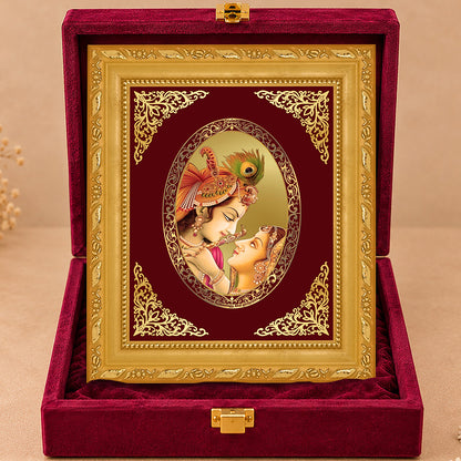 24K Gold-Plated Radha Krishna Frame | Premium Gift Box | 16x13.5 CM