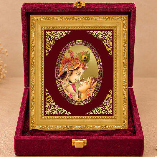 24K Gold-Plated Radha Krishna Frame | Premium Gift Box | 16x13.5 CM