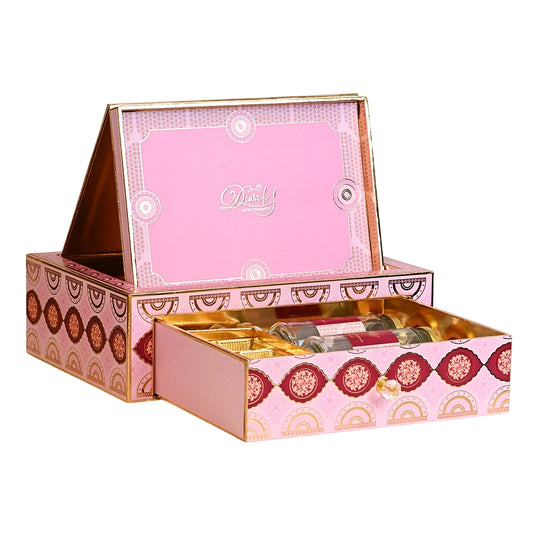 Diwali Gift Hamper | Three Glass Premium Glass Jars with Golden Compartments in Designer Keepsake Box