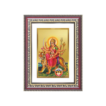 Diviniti 24K Gold Plated Durga - Sherawali Mata With Pind (Classic) Divine Wall Frame for Home Mandir & Office Decor | Luxury Spiritual Gift