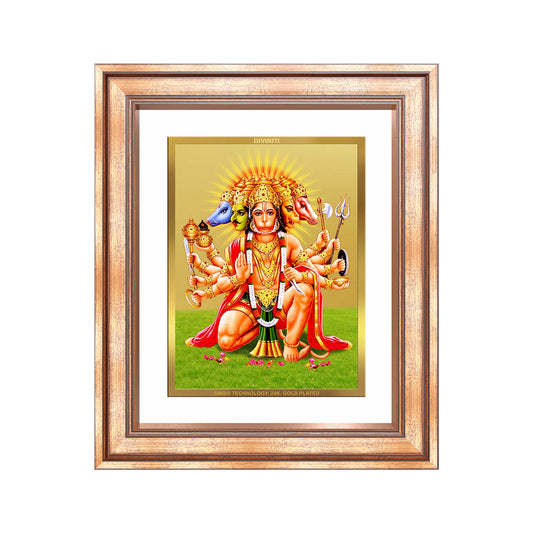 Panchmukhi Hanuman | Five-Faced Hanuman Wall Mount Photo Frame in 24K Gold Plated Foil