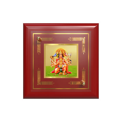 Panchmukhi Hanuman | Five-Faced Hanuman 24K Gold Plated Divine Photo Frame for Home Décor, Tabletop & Office | Blessings of Protection, Strength & Courage (MDF1A)