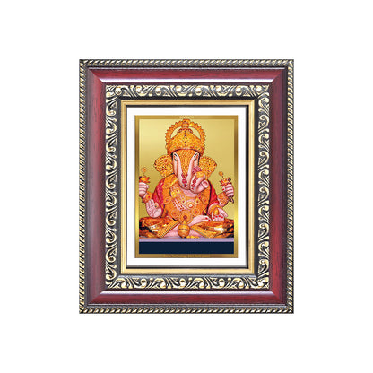 Diviniti 24K Gold Plated Dagadu Ganesha (Classic) Divine Table Top Frame for Home Mandir & Office Decor | Luxury Spiritual Gift