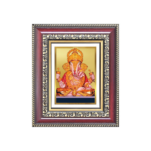 Diviniti 24K Gold Plated Dagadu Ganesha (Classic) Divine Table Top Frame for Home Mandir & Office Decor | Luxury Spiritual Gift