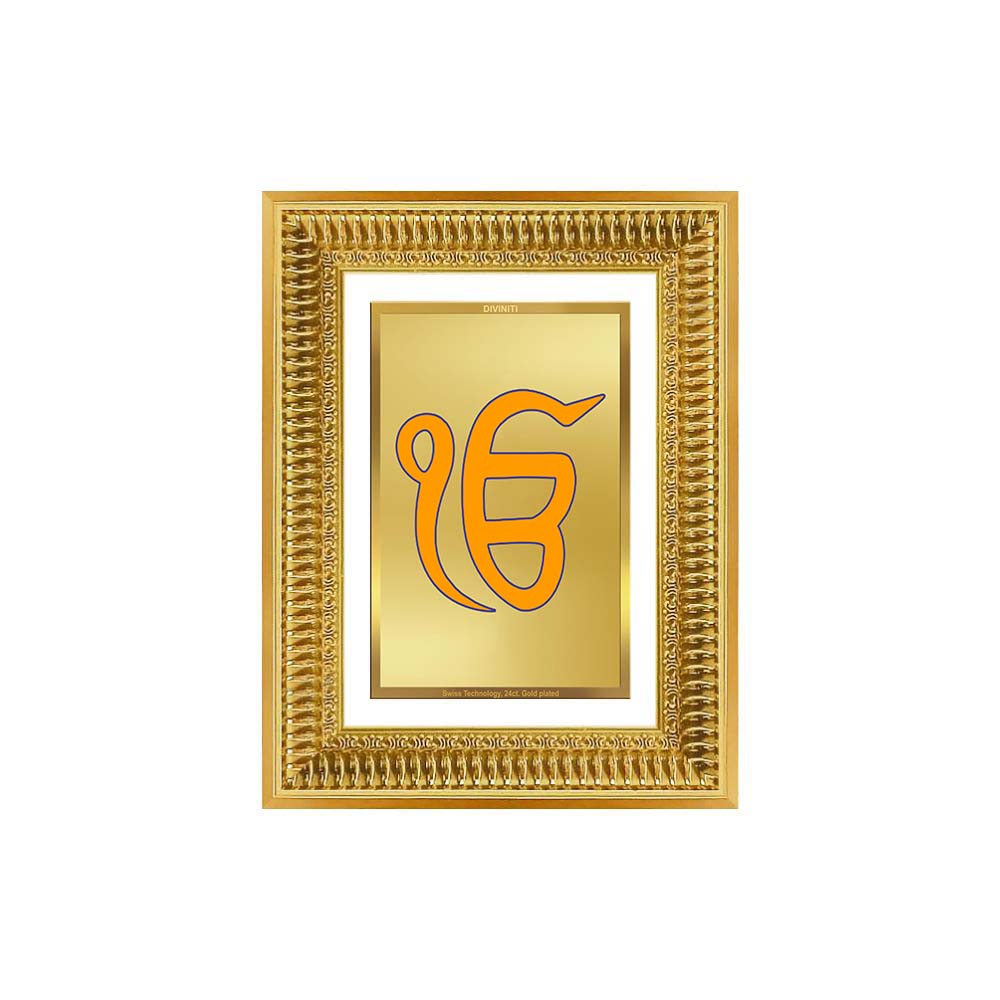 Diviniti 24K Gold Plated Ik Omkar (Classic) Divine Wall Frame for Home Mandir & Office Decor | Luxury Spiritual Gift