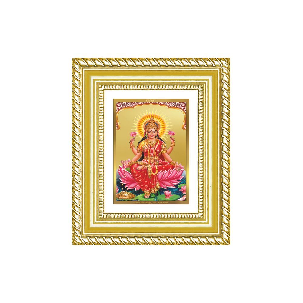 Diviniti 24K Gold Plated Lakshmi Divine Table Top Frame for Home Mandir & Office Decor | Luxury Spiritual Gift
