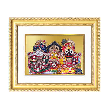 Diviniti 24K Gold Plated Jagannath Subhadra Balabhadra (Classic) Divine Wall Frame for Home Mandir & Office Decor | Luxury Spiritual Gift