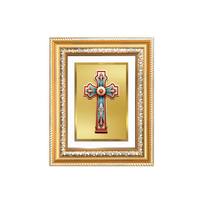 Diviniti 24K Gold Plated Holy Cross (Classic) Divine Wall and Table Top Frame for Home Mandir & Office Decor | Luxury Spiritual Gift