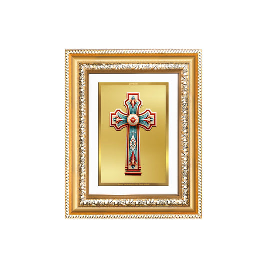 Diviniti 24K Gold Plated Holy Cross (Classic) Divine Wall and Table Top Frame for Home Mandir & Office Decor | Luxury Spiritual Gift