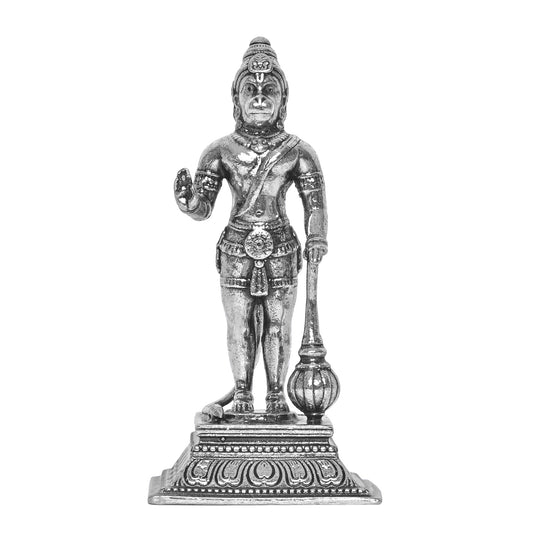 DIVINITI 925 Pure Silver Hanuman Ji Idol Statue Stunning Tribute to Strength and Devotion for Home Office Décor, Tabletop, Puja Room Gift (6.5x5.7 CM, 57g)