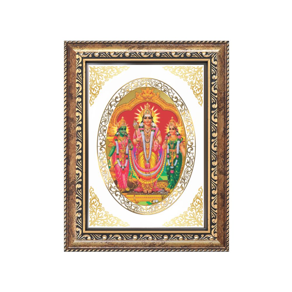 Lord Murugan Velli | Divine Silver Form Wall & Tabletop Royal Photo Frame in 24K Gold Plated Foil